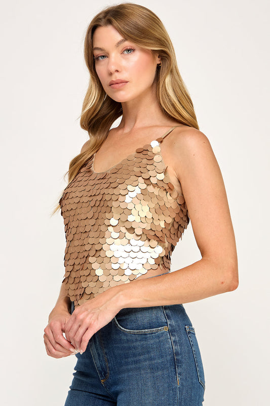 Daze Sequin Crop Top - Basque Corset Spaghetti