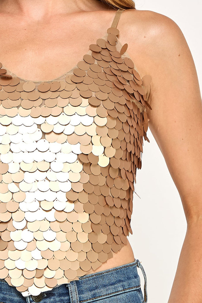Daze Sequin Crop Top - Basque Corset Spaghetti