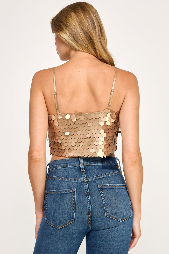 Daze Sequin Crop Top - Basque Corset Spaghetti