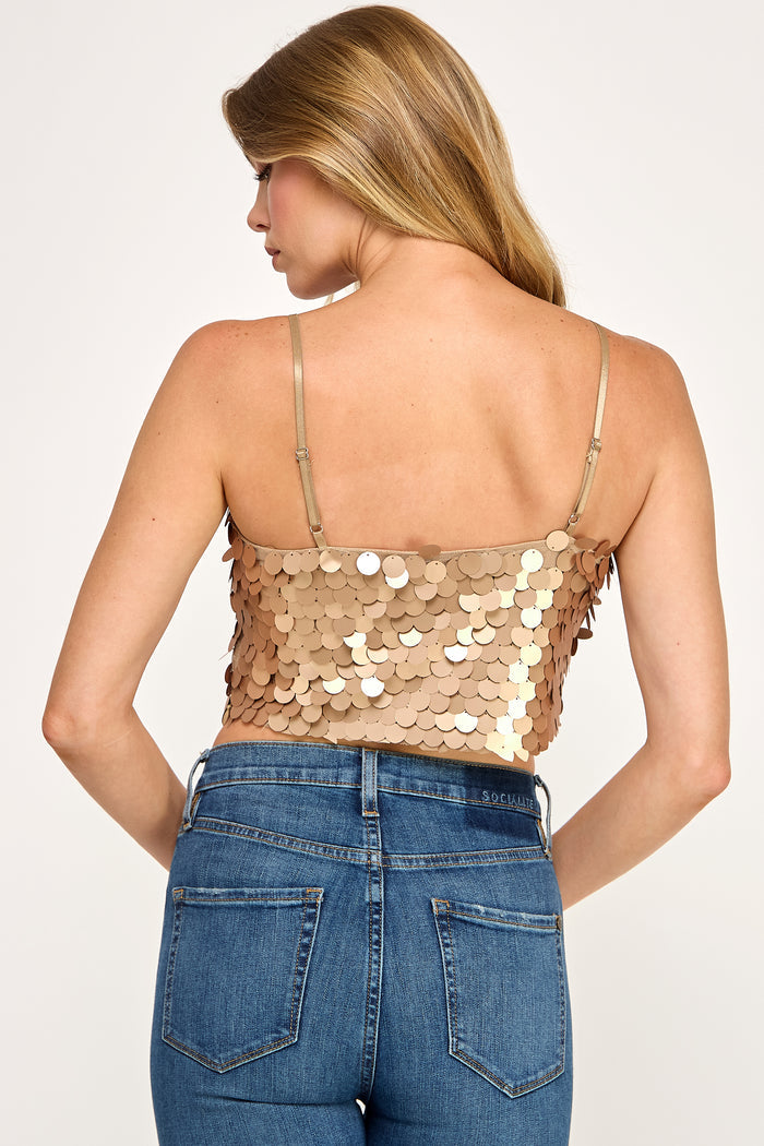 Daze Sequin Crop Top - Basque Corset Spaghetti