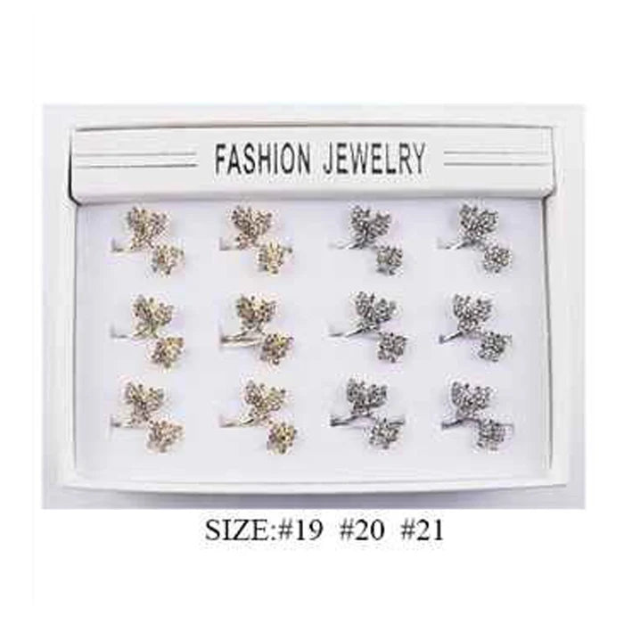 Dazzling Crystal Butterfly Ring Set - Adjustable Gold & Silver Tone