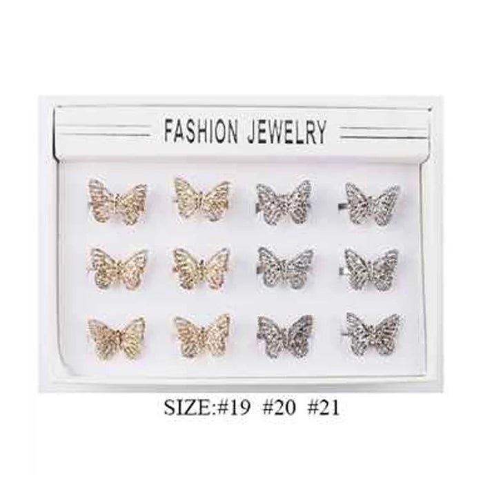 Dazzling Crystal Butterfly Rings Set - Wholesale Fashion Jewelry