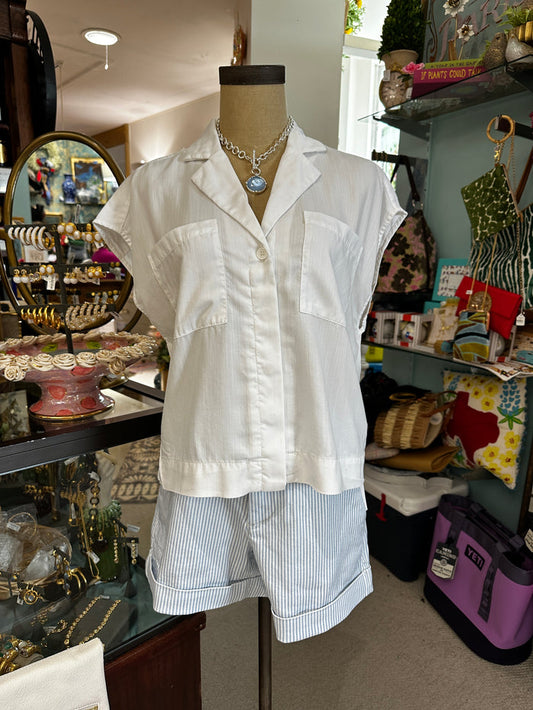 white button down top