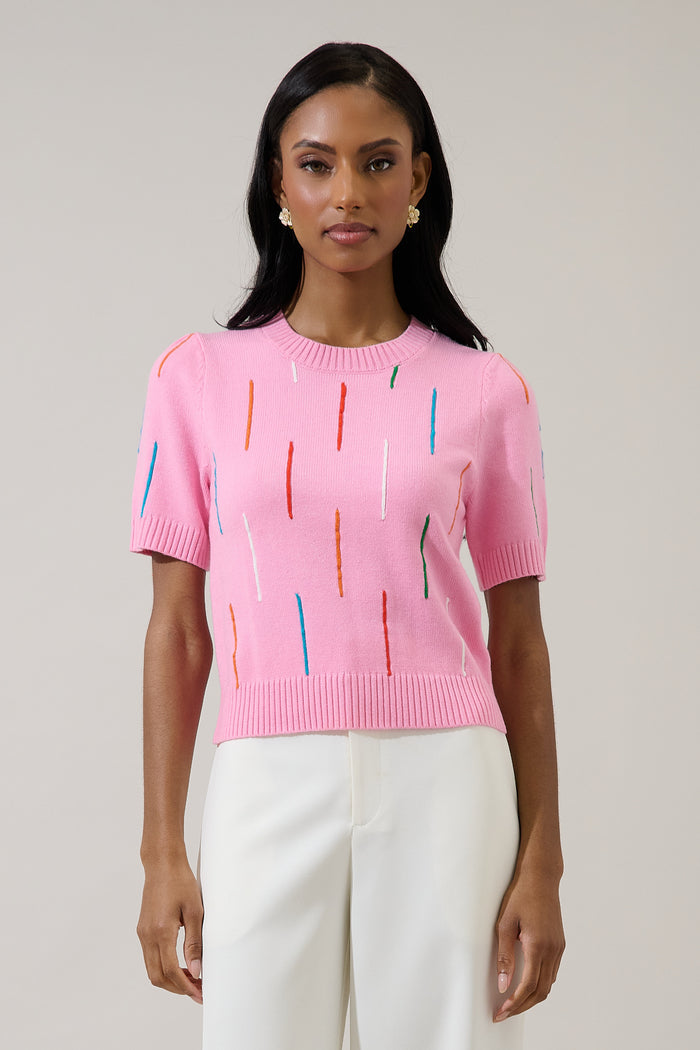 Debora Rainbow Ribbed Sweater Top