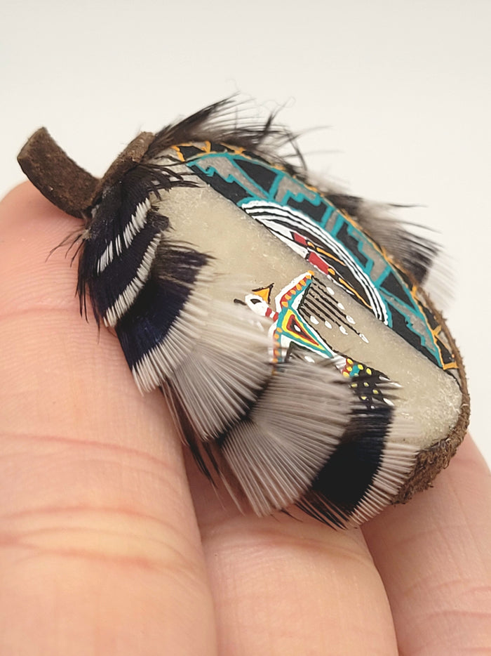 Decorated Tambourine with Feathers and Painting