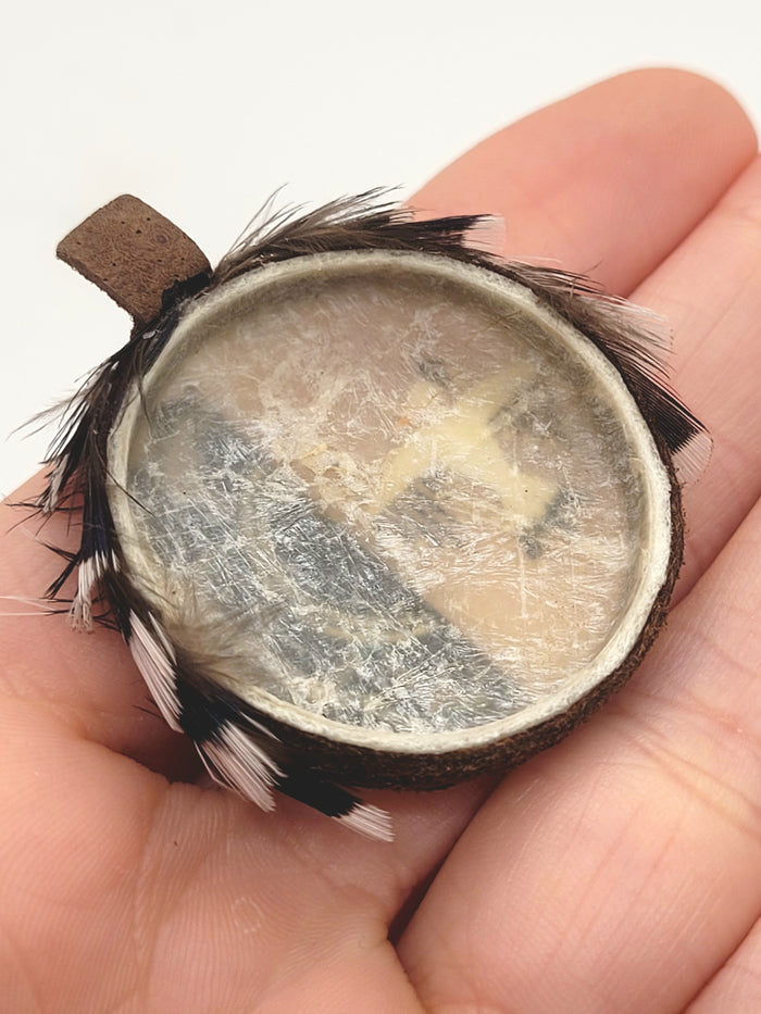 Decorated Tambourine with Feathers and Painting