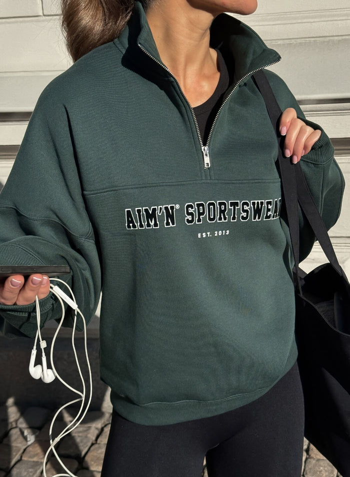 Deep Emerald Varsity Sweat Half Zip