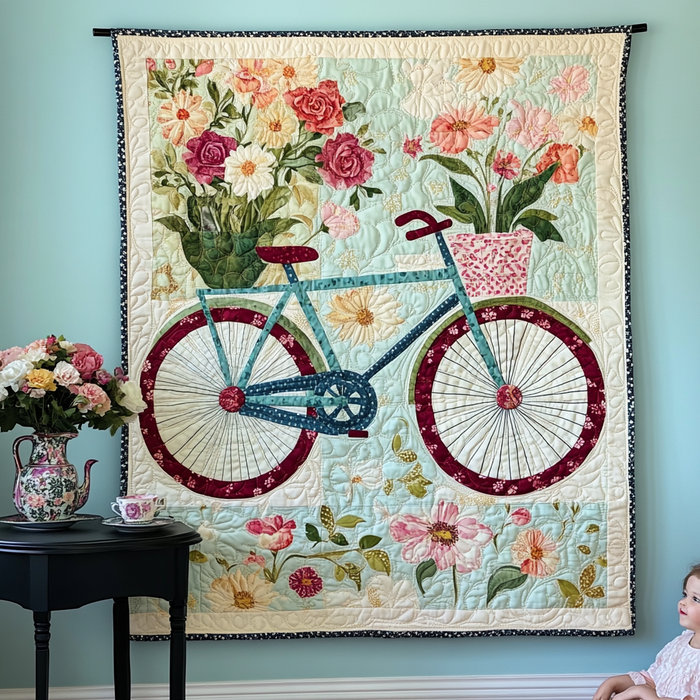 Dieuwertje - Vatteret tæppe Cykel af Blomster Kunstquilt Hængende
