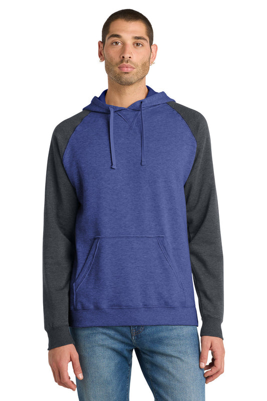 District® Young Mens Lightweight Fleece Raglan Hoodie.  DT196