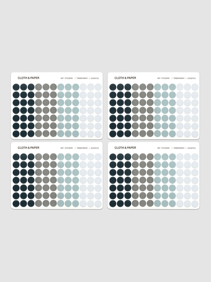 Four sheets of Dot Stickers | Small | Apollo | Stone | Smoked Salt | Aspen