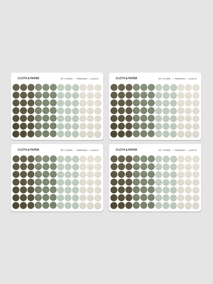 Four sheets of Dot Stickers | Small | Olive | Vert | Matcha | Fawn