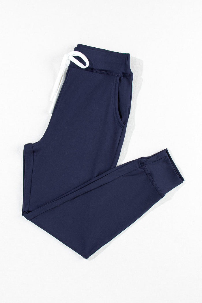 Dark Brown Drawstring Waist Pocketed Joggers - Bottoms/Joggers