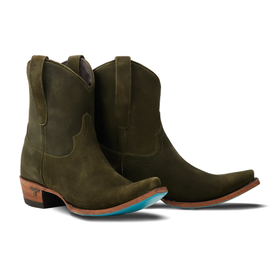 Emma Jane Bootie - Olive Suede