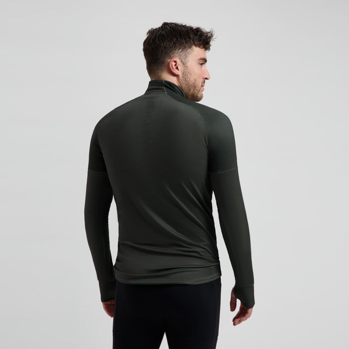 Rogelli Enjoy III hardlooptop lange mouwen heren groen gedragen achterkant.