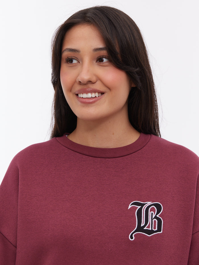 Erlna Red BU028 Crews Oversized Embroidery Shot 3