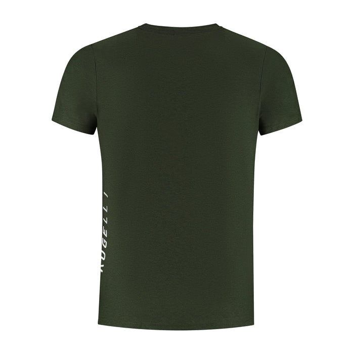 Rogelli Essential hardloopshirt korte mouw heren legergroen achterkant.