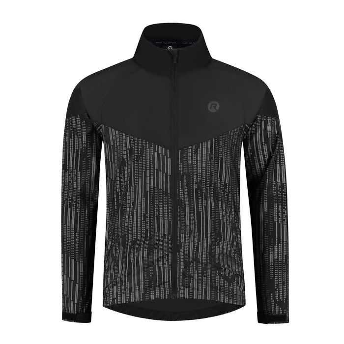 Rogelli Essential Hi Vis hardloopjack heren zwart voorkant.