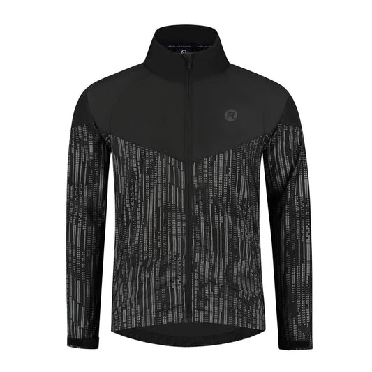 Rogelli Essential Hi Vis hardloopjack heren zwart voorkant.