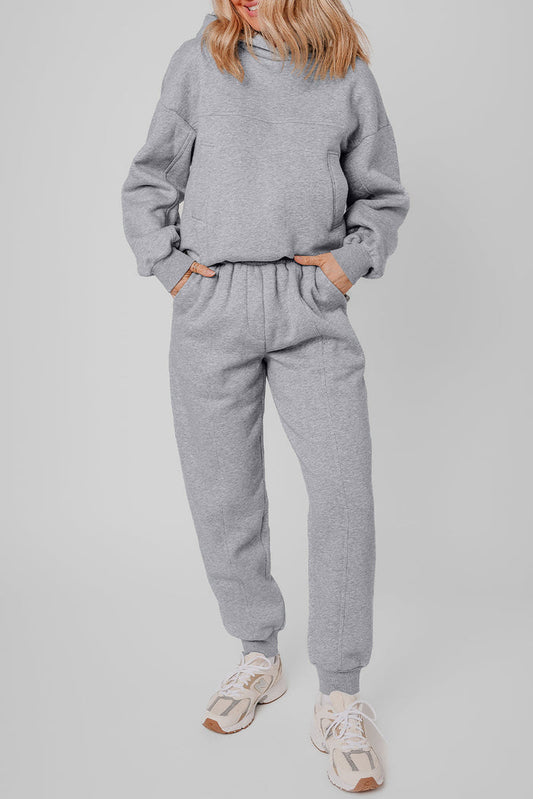 Exposed Seams Hoodie and Joggers Activewear Co-ord Set - Grey / S - Activewear/Activewear Sets