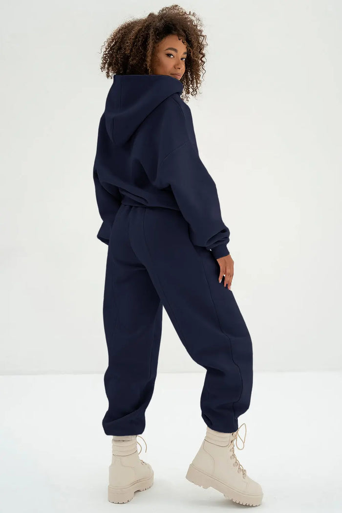 Exposed Seams Hoodie and Joggers Activewear Co-ord Set - Activewear/Activewear Sets