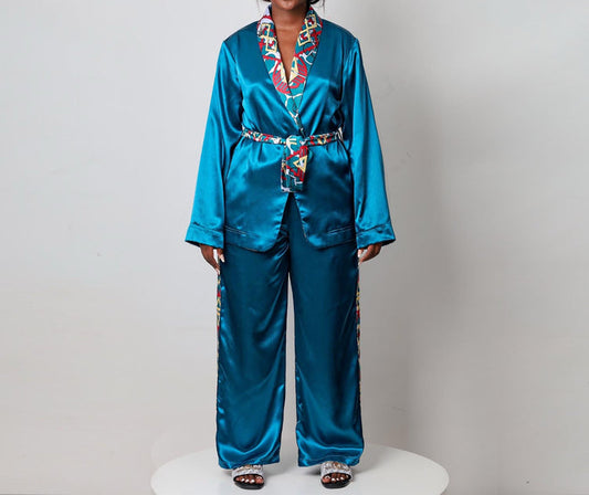 Fabrosanz: Christmas Print Satin Lounge Set
