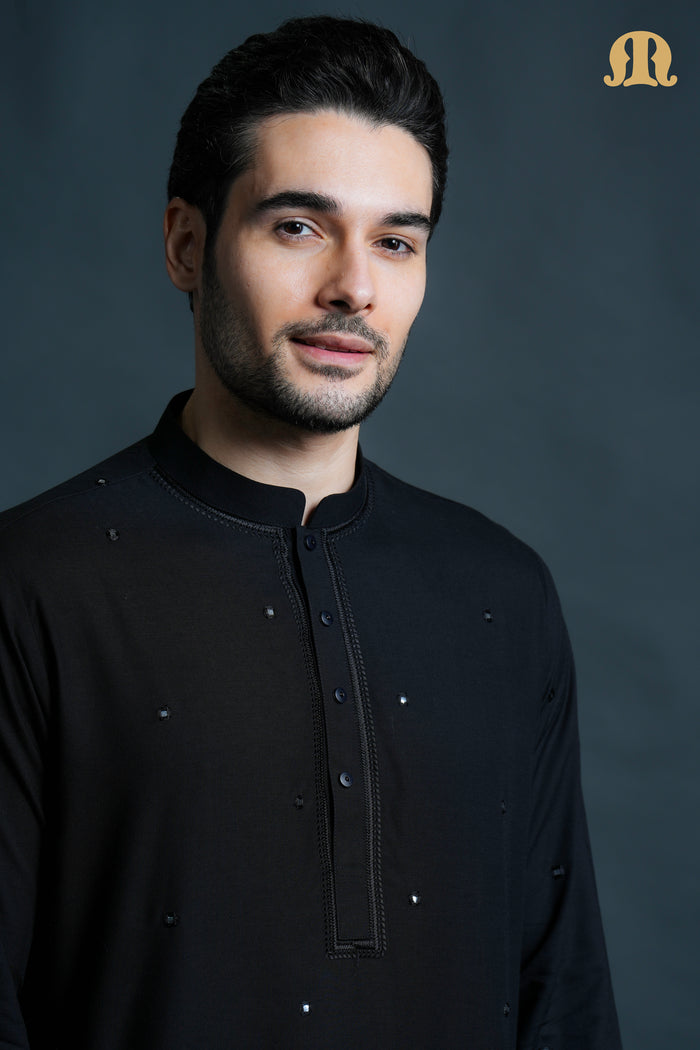 Fadeel Black Kurta Set Men