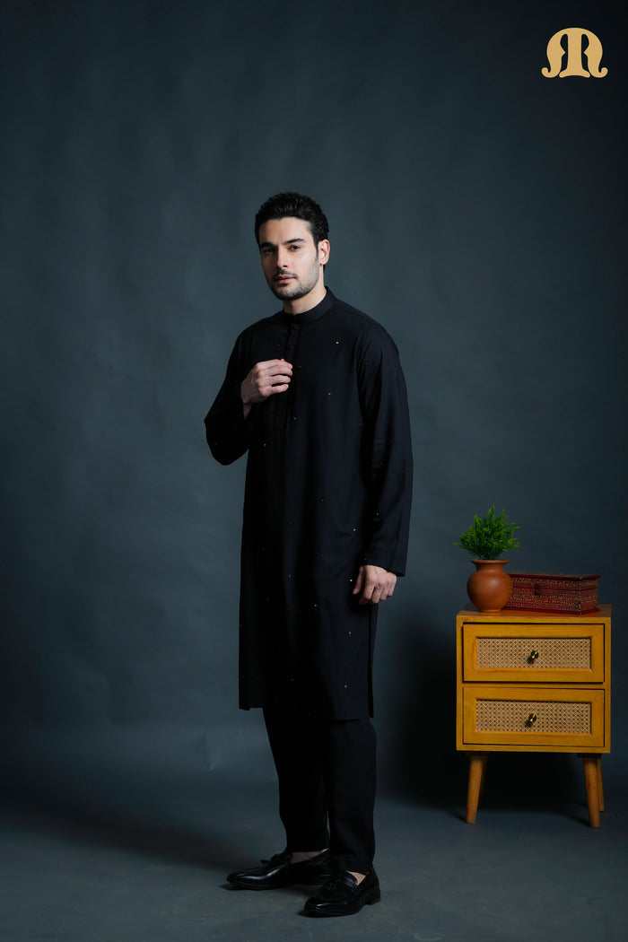 Fadeel Black Kurta Set Men
