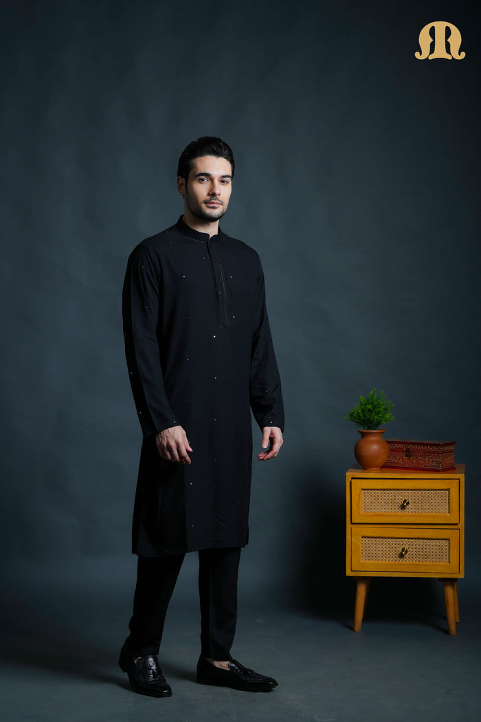 Fadeel Black Kurta Set Men