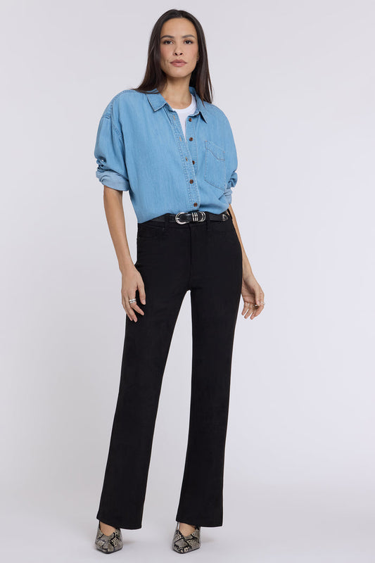 Faux Suede Brooklyn Bootcut Pants - Black