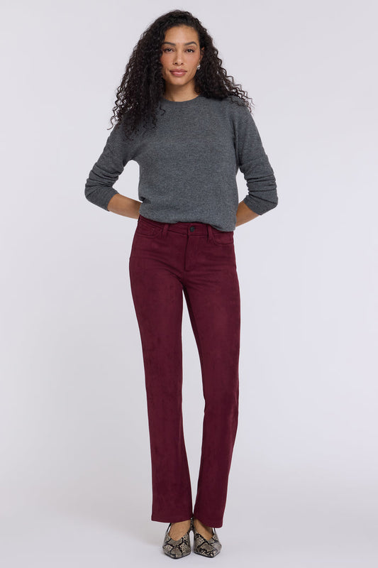 Faux Suede Marilyn Straight Pants - True Burgundy