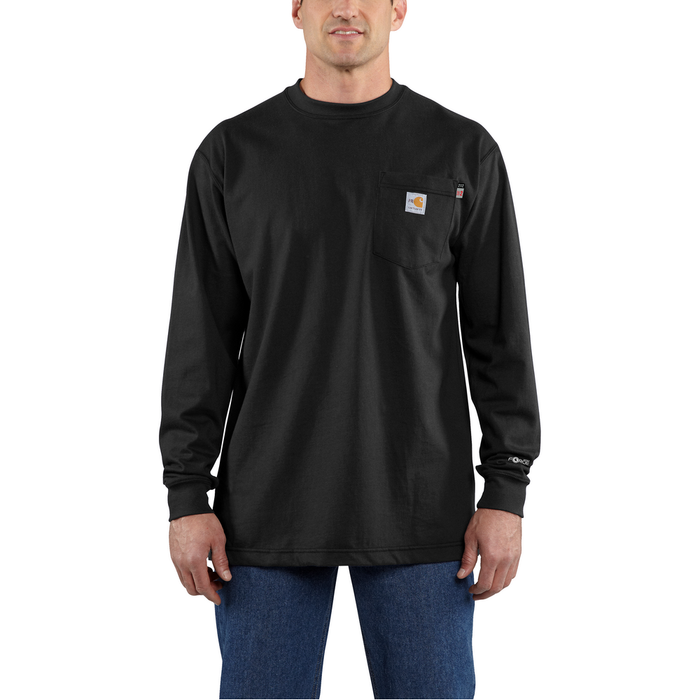 Flame Resistant Force Loose Fit Midweight Long-Sleeve Pocket T-Shirt - BLK-Black | Carhartt 100235