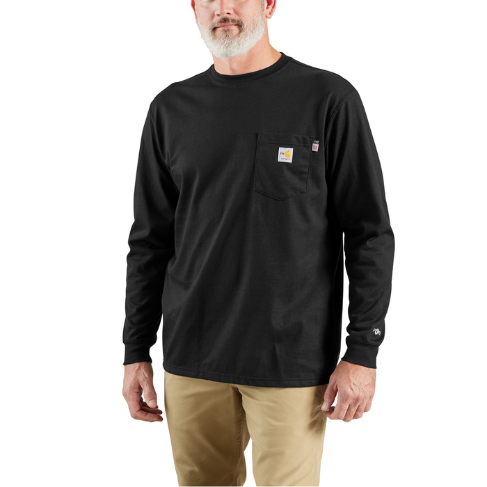 Flame Resistant Force Loose Fit Midweight Long-Sleeve Pocket T-Shirt - BLK-Black | Carhartt 100235