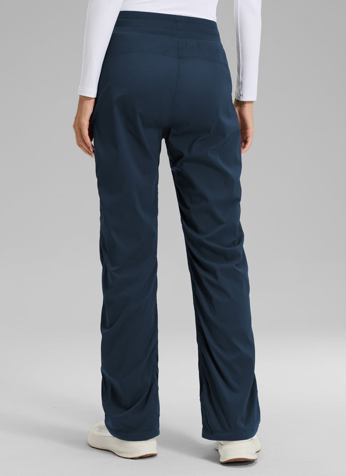 CRZ YOGA Women's Casual Mid Rise Drawstring Pocket Straight Leg Pant Ink Blue