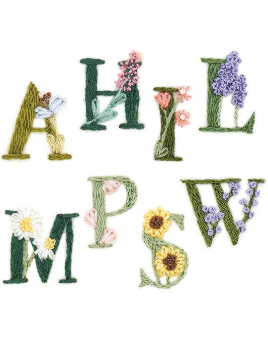 Floral Alphabet Stick and Stitch Embroidery Kit, Rico Design
