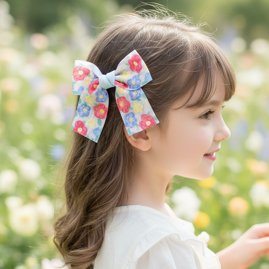 Floral & Pastel Grosgrain Hair Bow Set (QR2283)