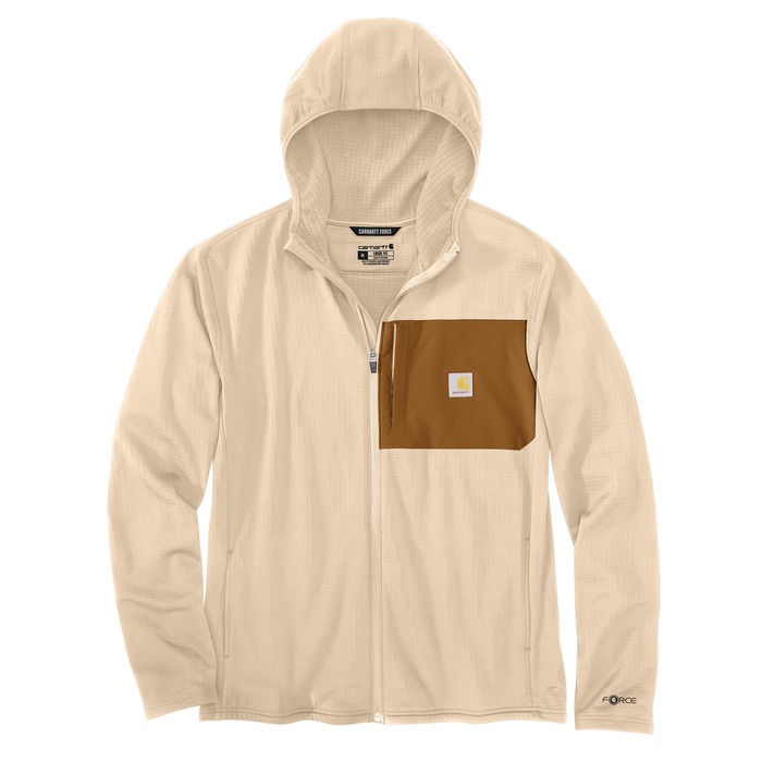 Force Relaxed Fit Full-Zip Long-Sleeve Hooded T-Shirt - A16-Oat Milk | Carhartt 106625