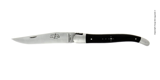 Forge De Laguiole Folding Knife 12 cm Guilloched Spring Ebony Handle Satin Finish - 1212INEBSAT