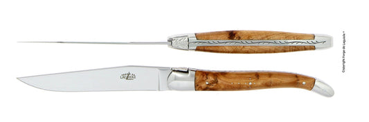 Forge De Laguiole Table Knives Set of 2 High Polished Finish With Juniper Handle - T22MINGEBRI