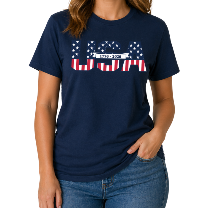 Founders' Scroll America 250 Made in USA Women's Shirt | The Flag Shirt