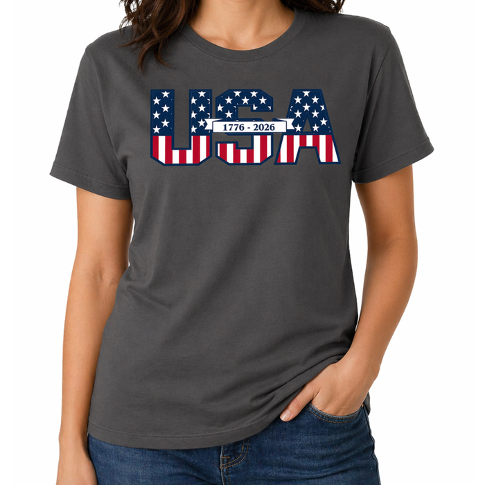 Founders' Scroll America 250 Made in USA Women's Shirt | The Flag Shirt