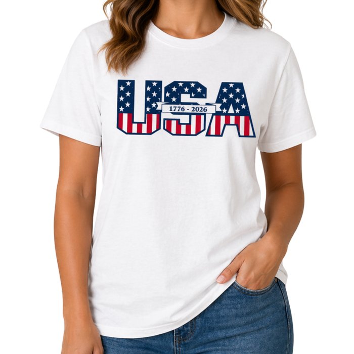 Founders' Scroll America 250 Made in USA Women's Shirt | The Flag Shirt