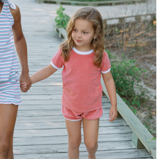 girls sailor red french terry bloomer set