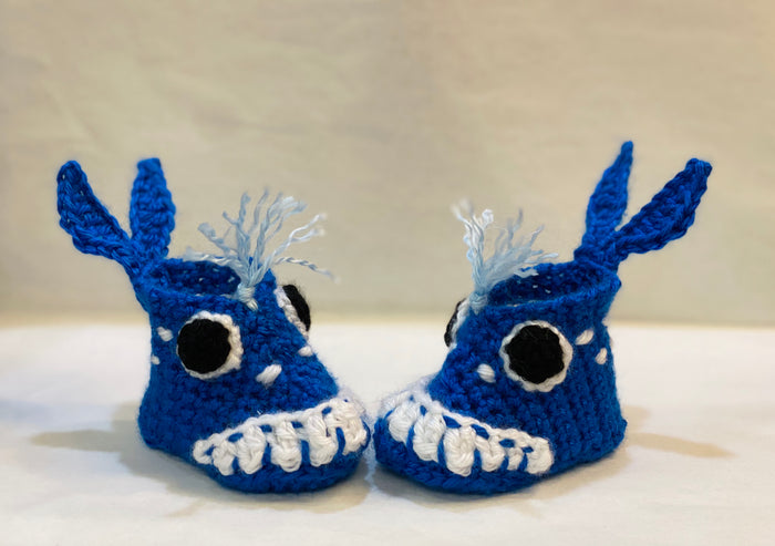 Handmade Crochet Blue Whale Baby Booties