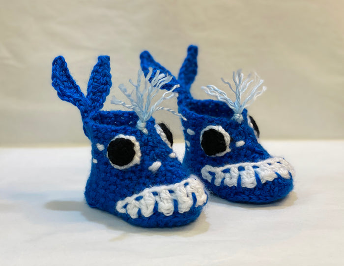 Handmade Crochet Blue Whale Baby Booties