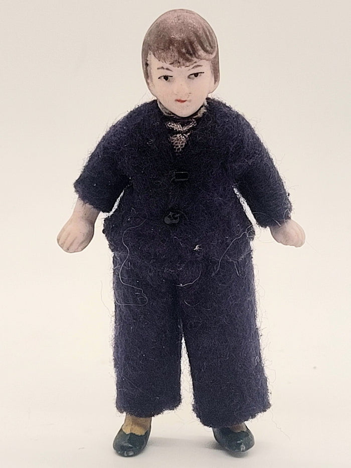 Handmade Young Boy Doll in Blue Suit