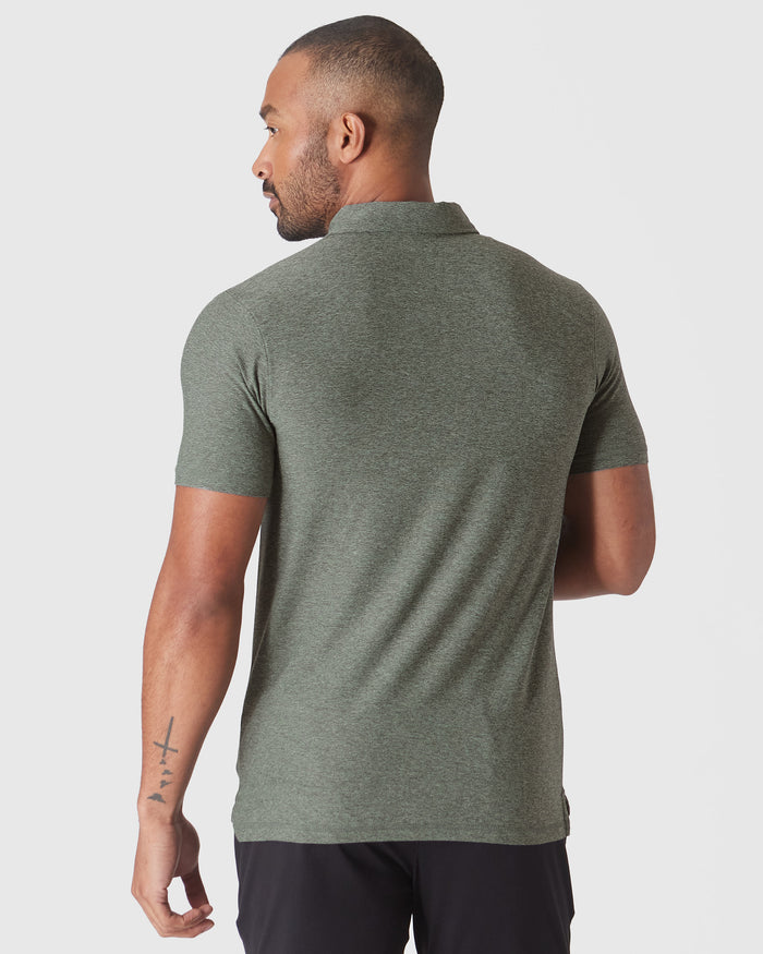 Back view of Heather Forest Active Polo 2.0 on a man.