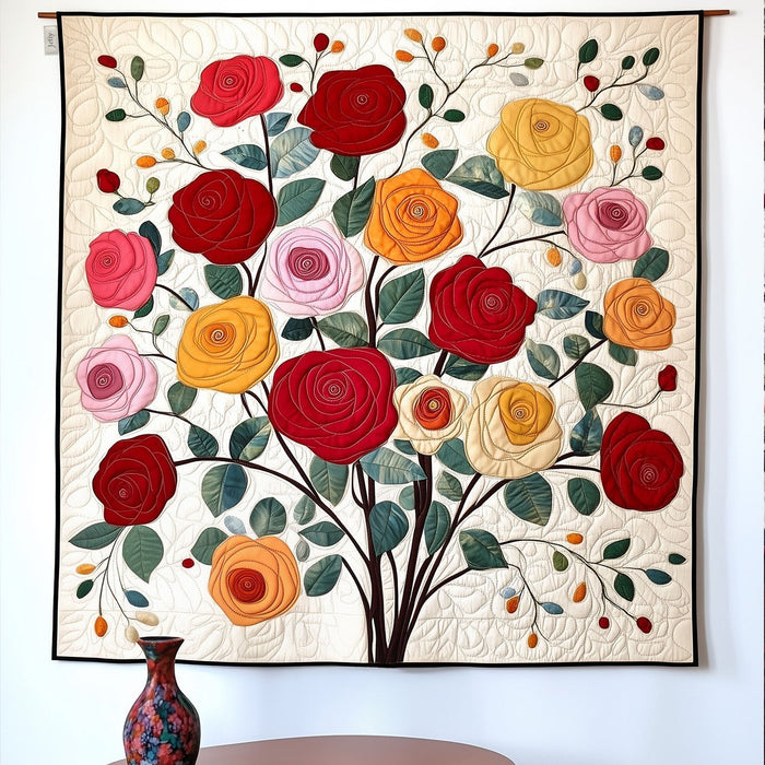 Hedwig - Vatteret tæppe Buket af Rosen Kunstquilt Hængende
