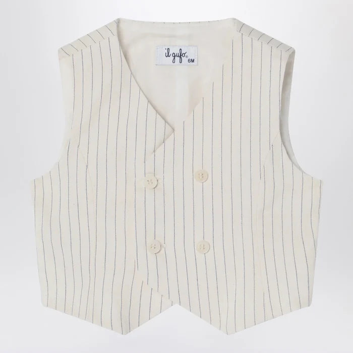 Il Gufo - Double-breasted vest in pinstriped cotton