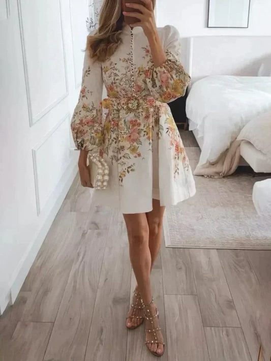 Isabella - Printed Button-Front Mini Dress