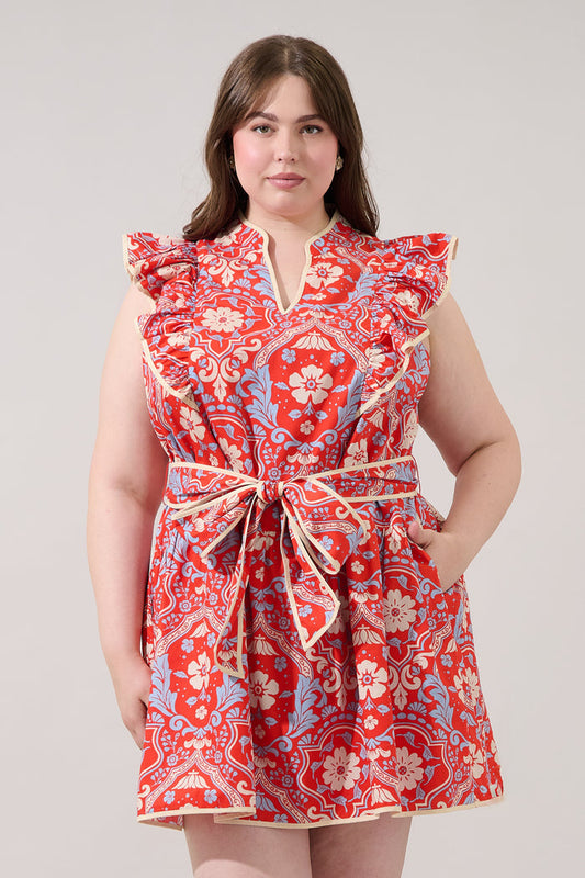 Kailin Ruffle Mini Dress Elvina Floral Curve